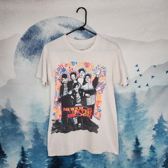 VTG 90s New Kids On The Block NKOTB Short Sleeve Single Stitch Graphic T-Shirt - Picture 1 of 16